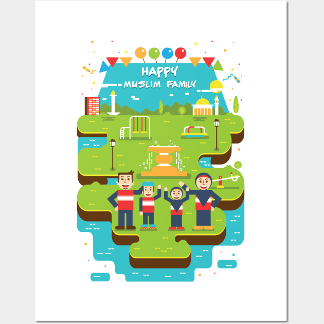 Happy Muslim Family Wall Art by ginanperdana